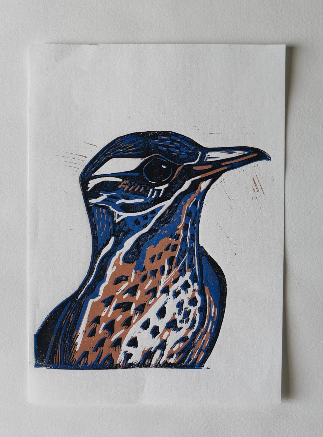 Linoprint Lijster (Reduction)
