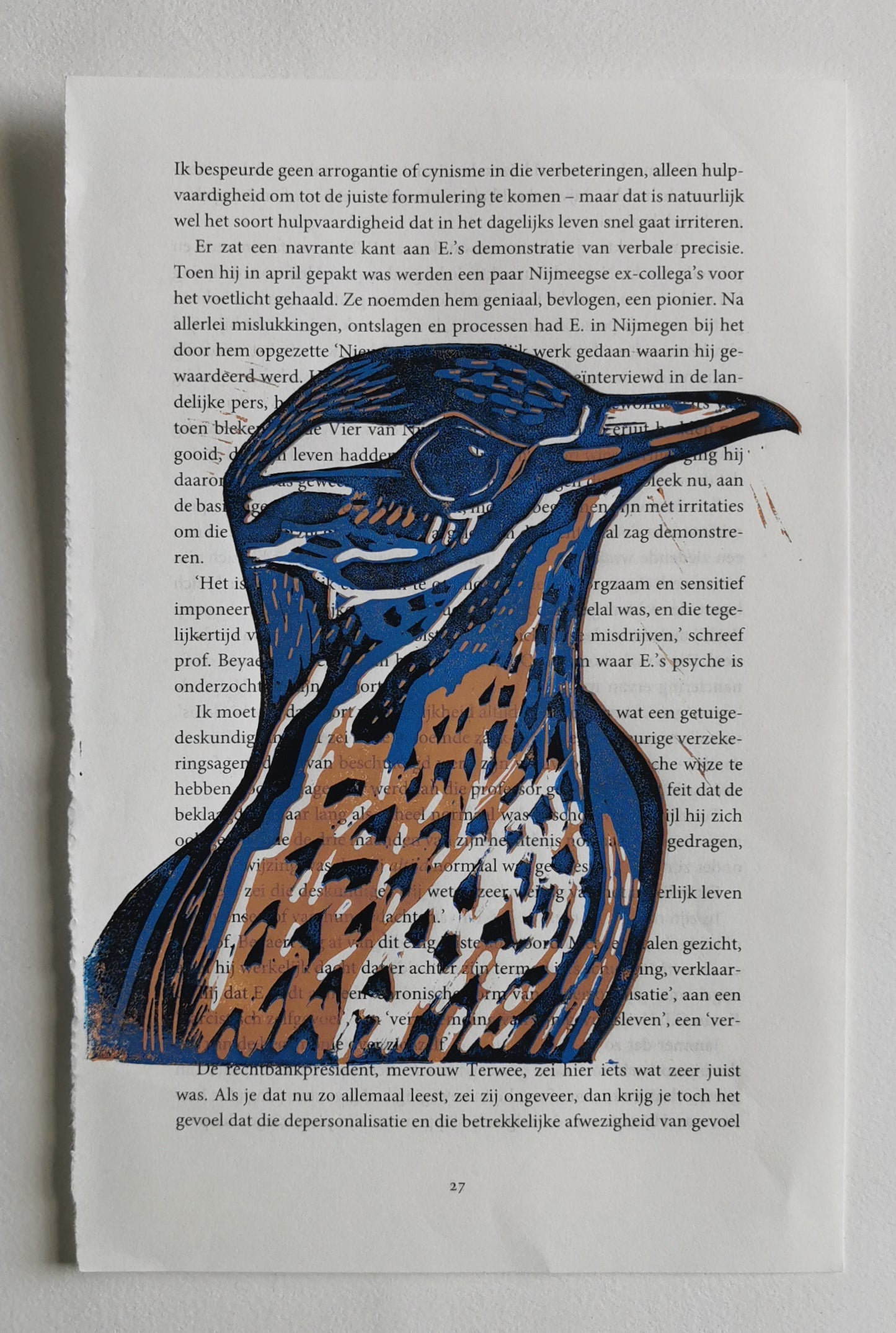 Linoprint Lijster (Reduction)