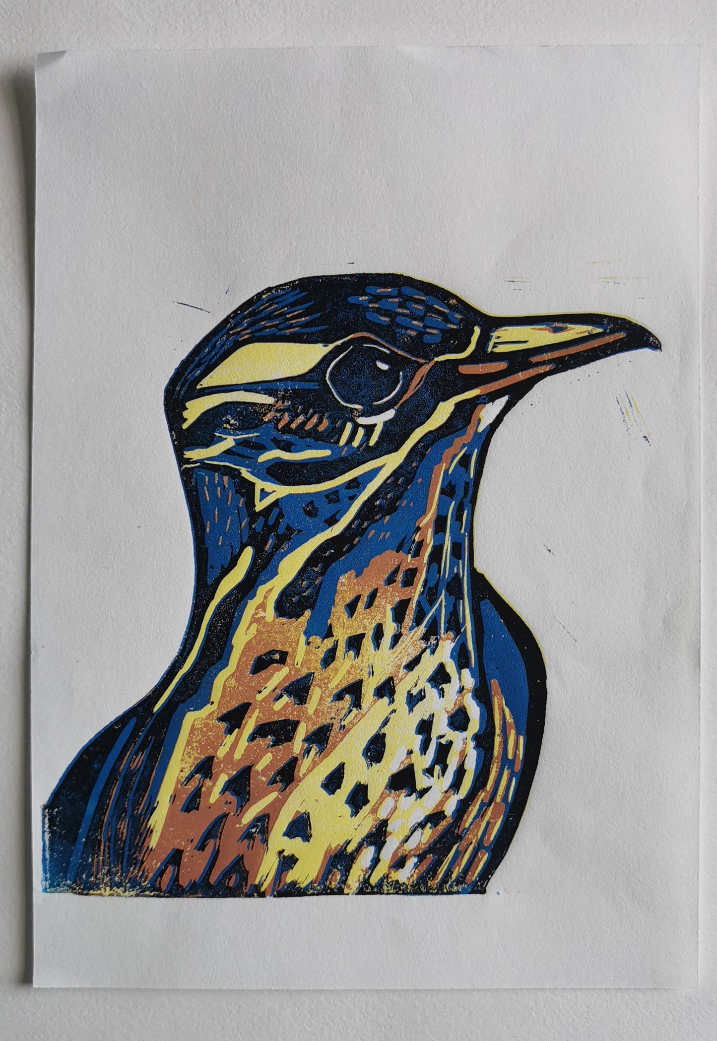 Linoprint Lijster (Reduction)