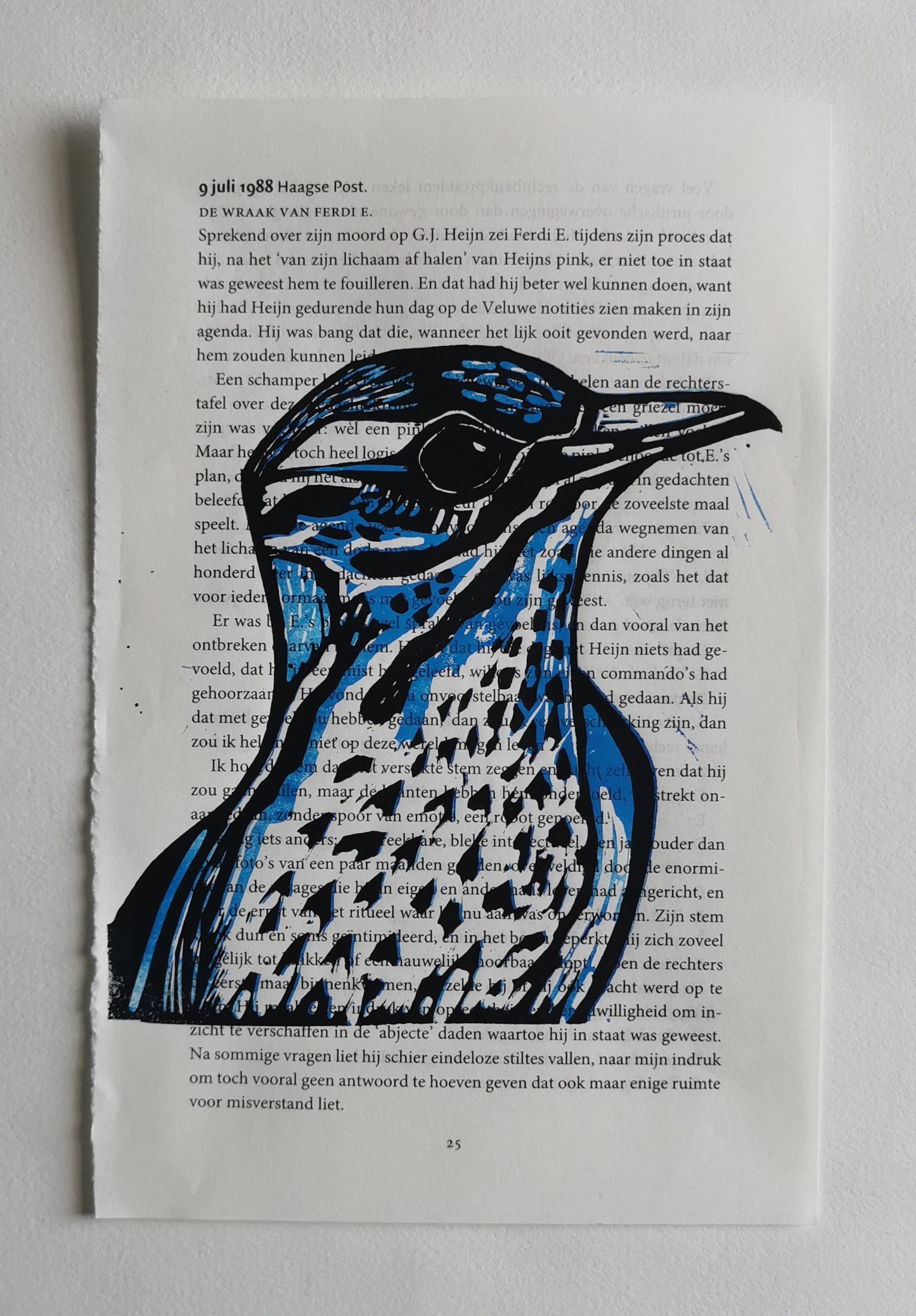 Linoprint Lijster (Reduction)