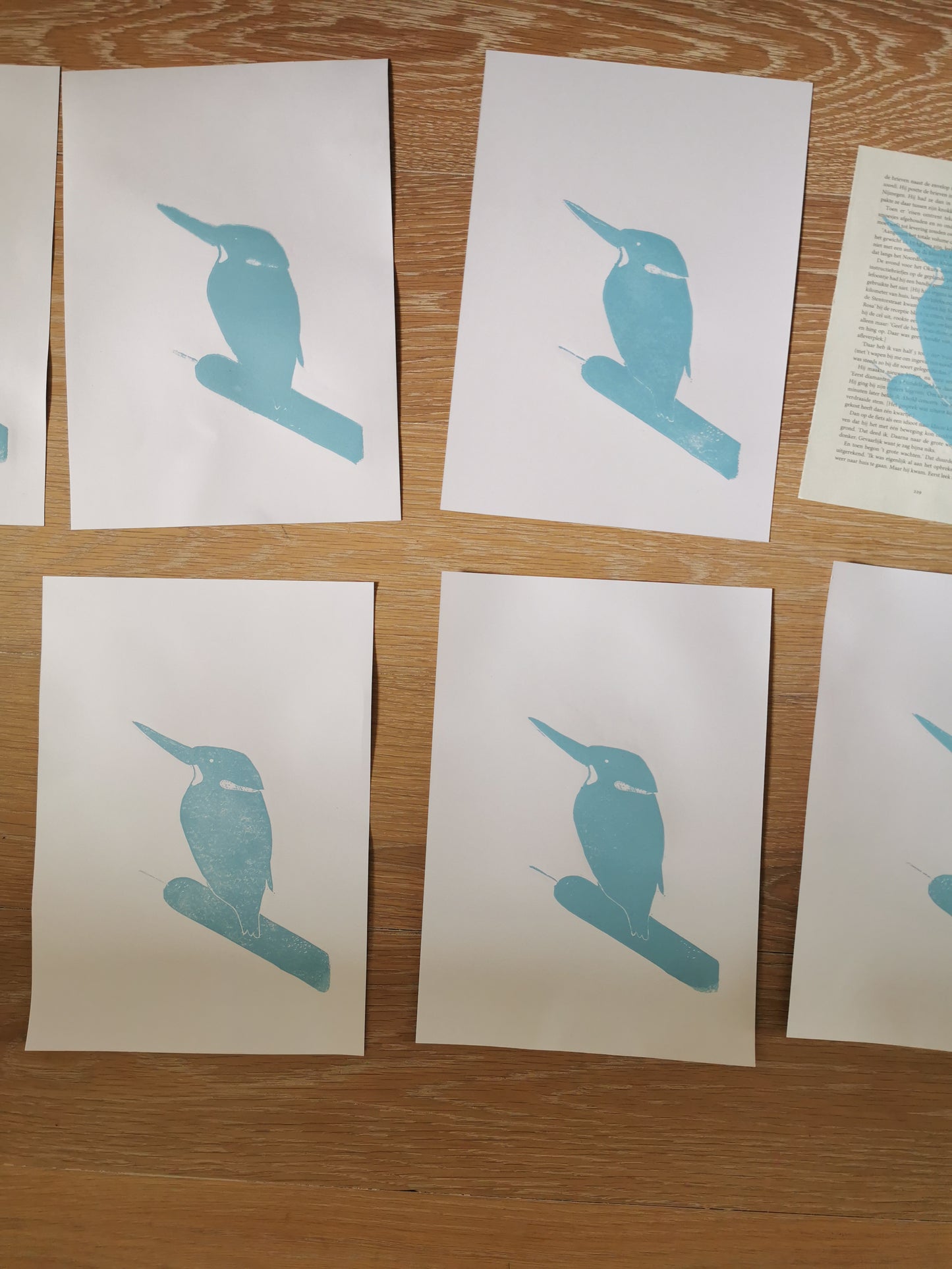 Linoprint Ijsvogel (reduction)