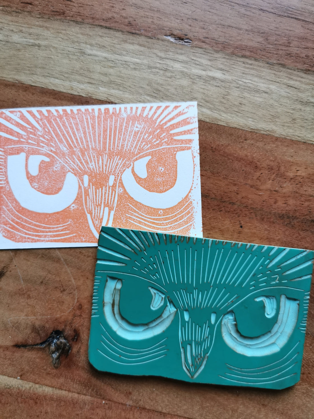 originele linoprint + snede Trees Wierenga