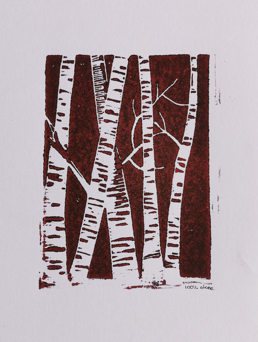 Linoprint Berkenbos