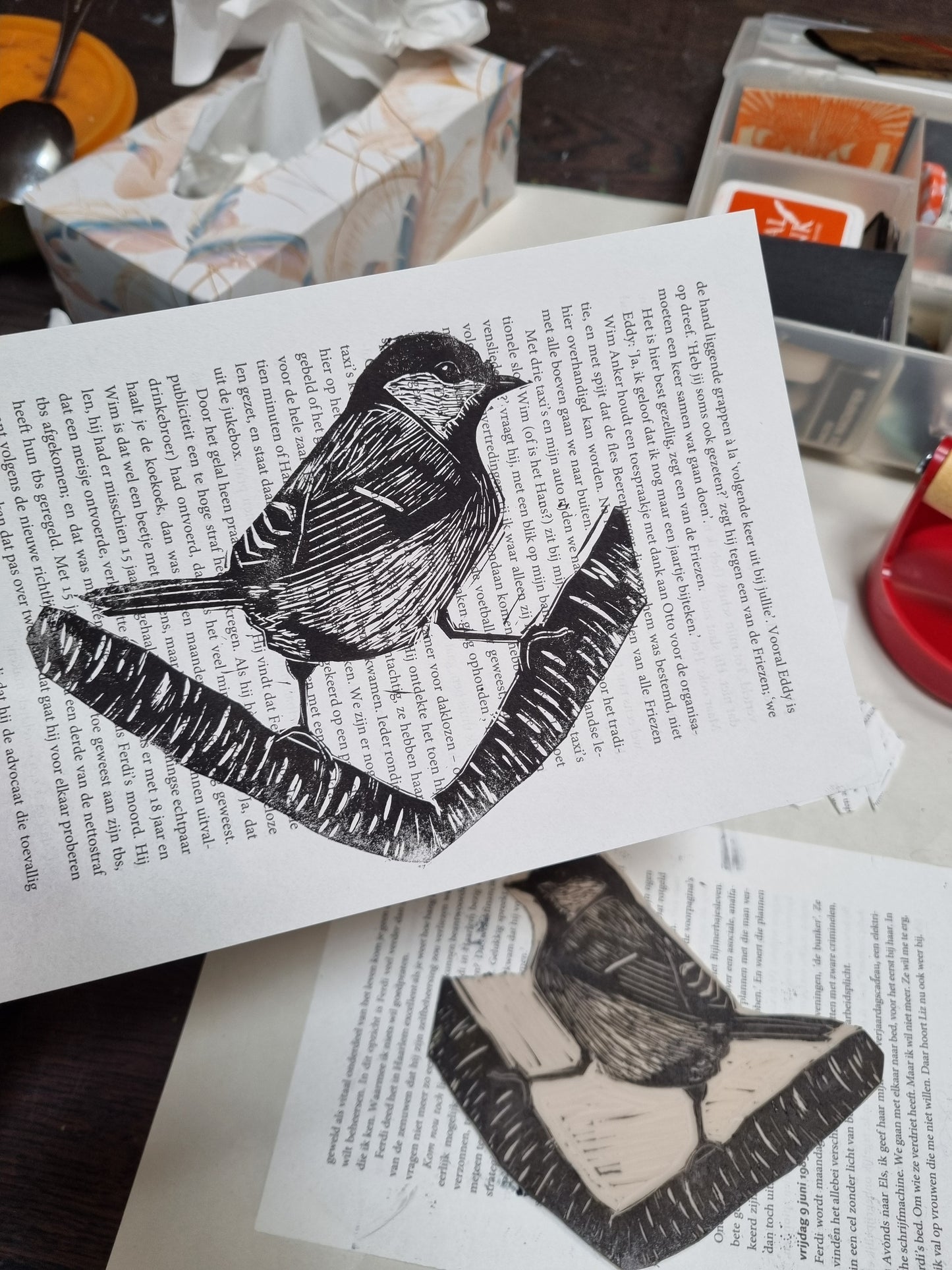 Linoprint Koolmees