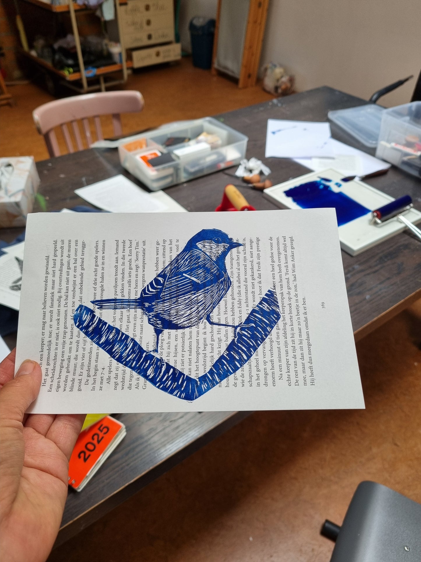 Linoprint Koolmees