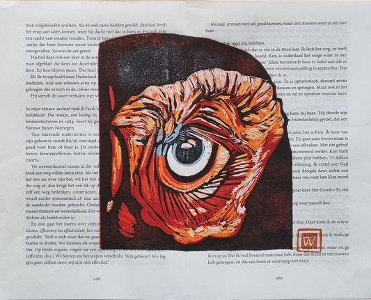 Linoprint Neushoornvogel (reduction)