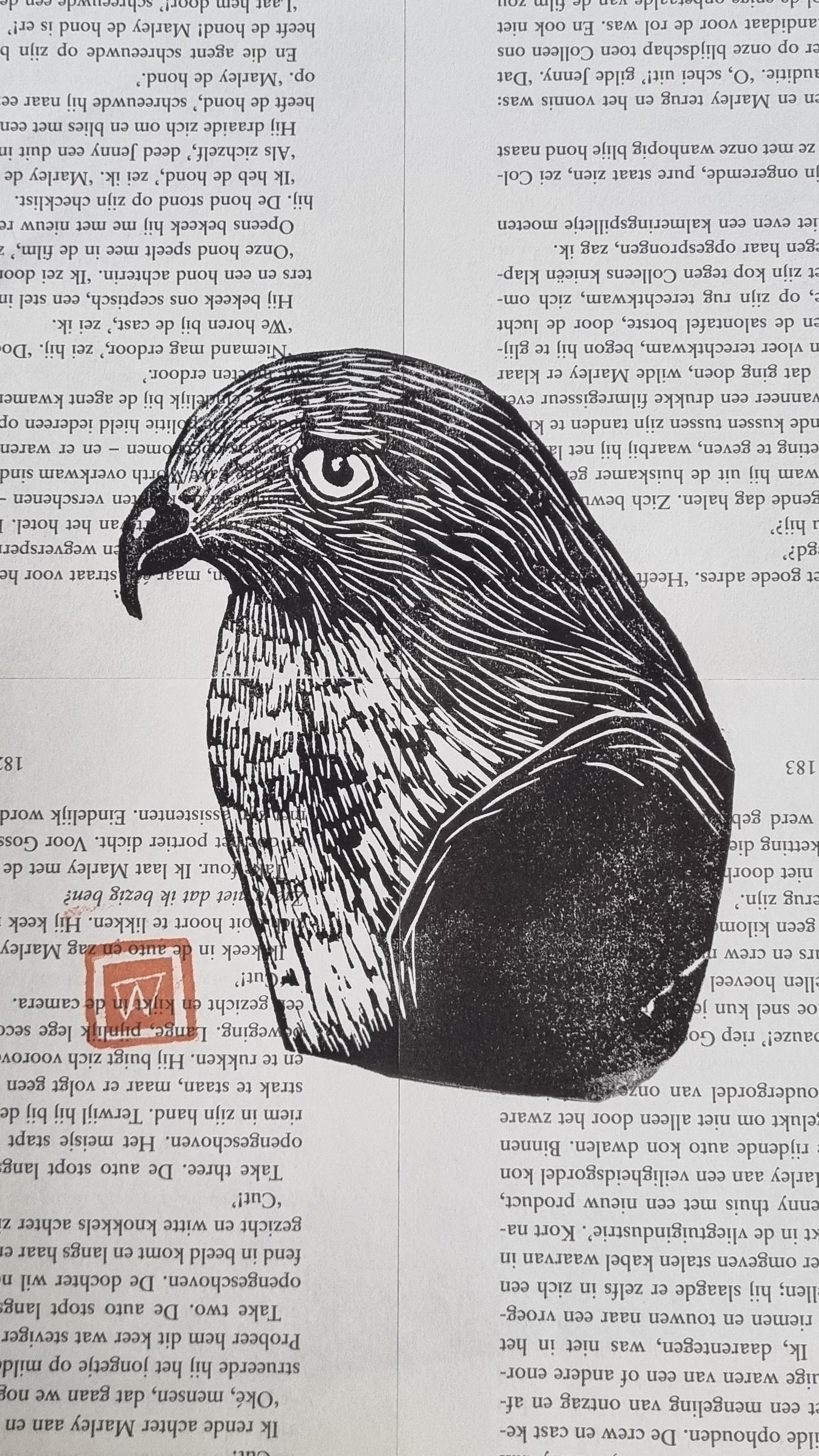 Linoprint Sperwer