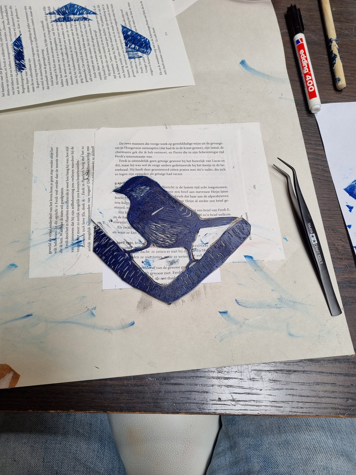 Linoprint Koolmees